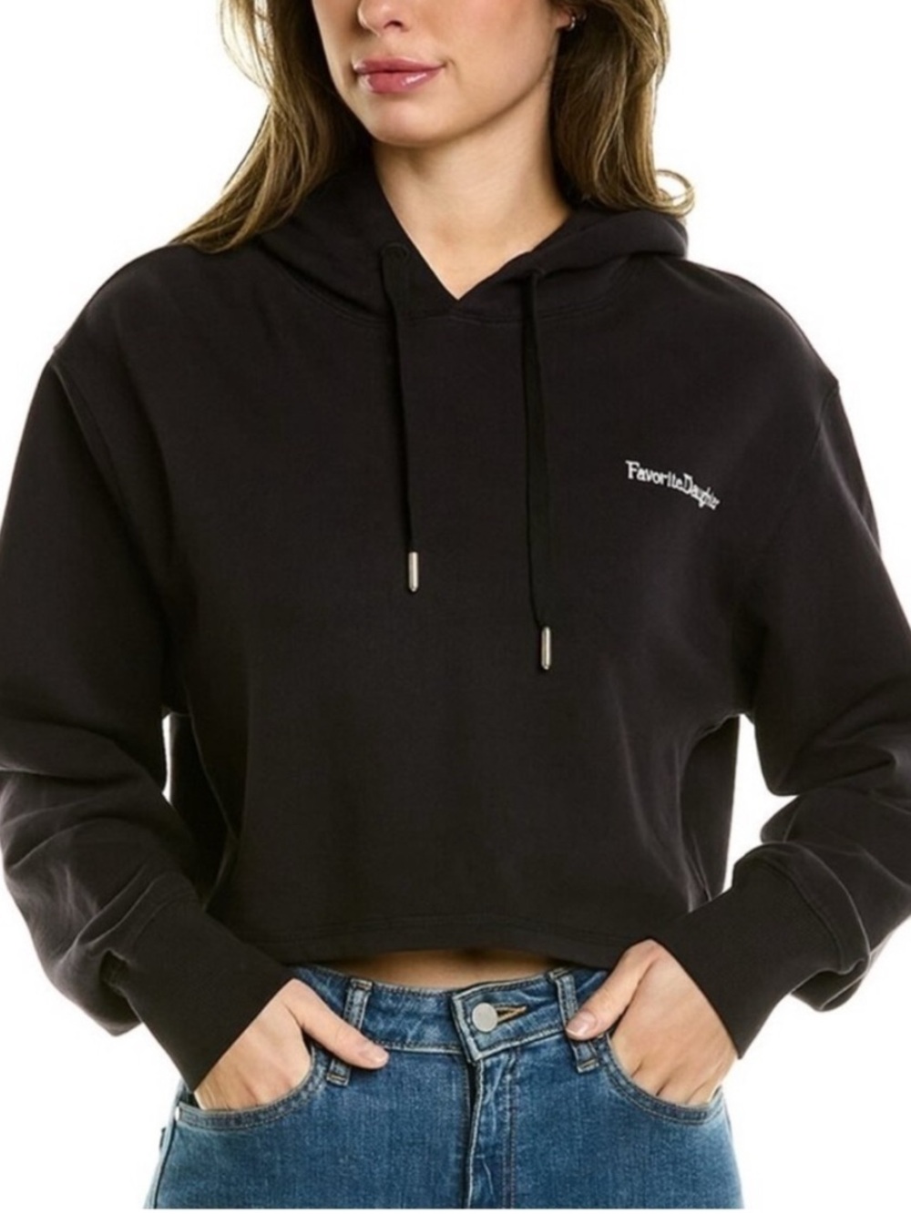 FAVORITE DAUGHTER black the cropped hoodie